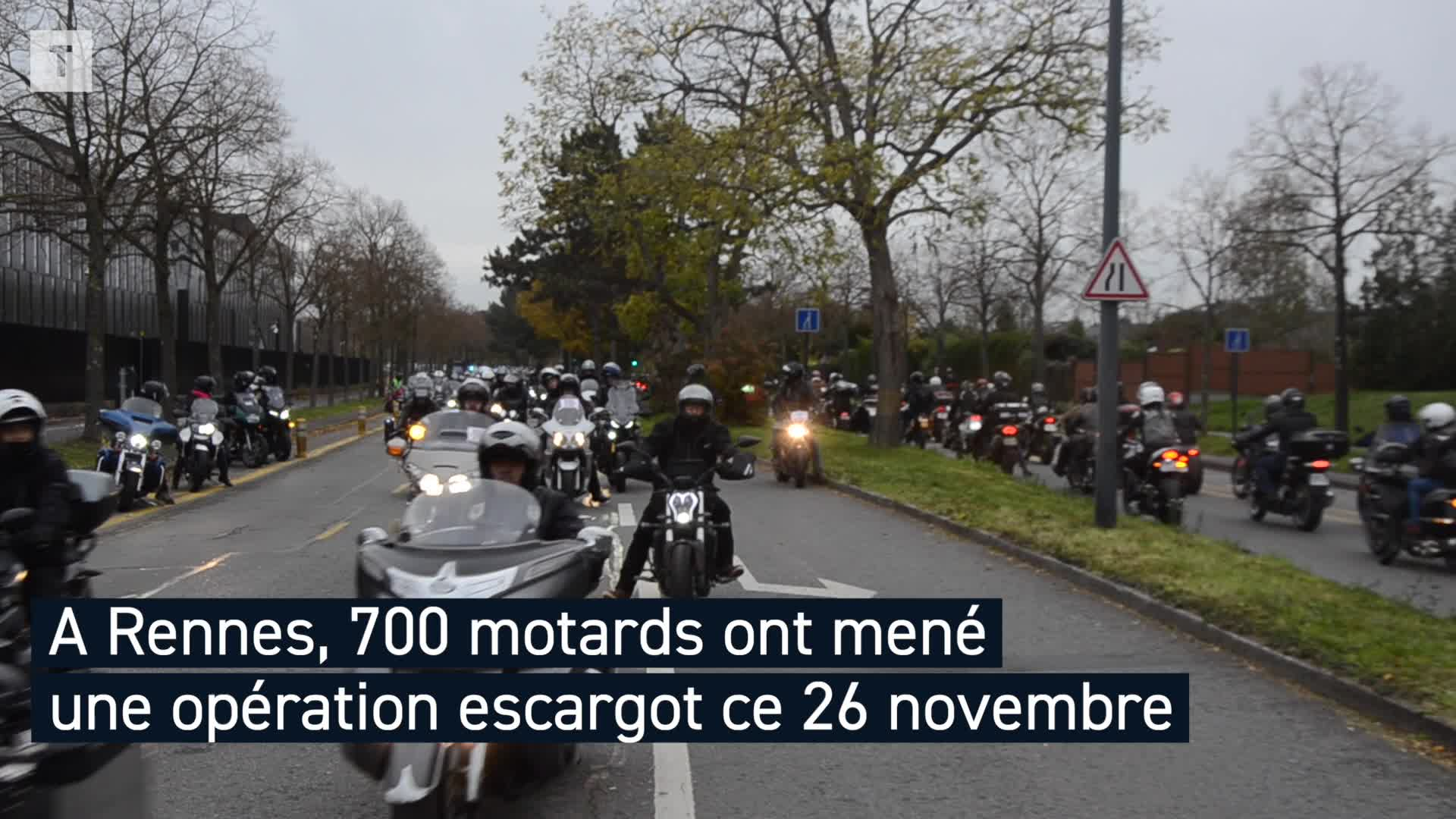 À Rennes, une opération escargot des motards opposés au contrôle technique (Le Télégramme)