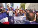 France fans march to stadium for World Cup final