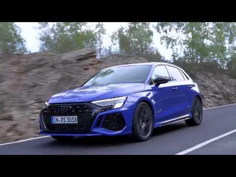 Audi RS 3 Sportback performance edition in Nogaro Blue Driving Video
