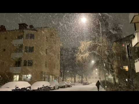 Heavy snowfall in Sweden's capital