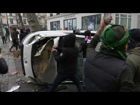 Violence at demonstration for Kurds killed in Paris