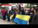 VIDÉO. Un an de guerre en Ukraine : des réfugiés à Sablé-sur-Sarthe entonnent leur hymne à la mairie