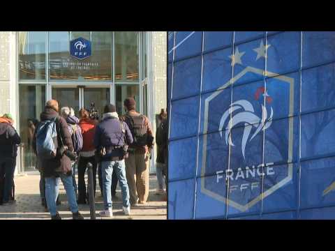 Media outside French FA headquarters as president resigns