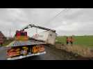 Dépannage du camion après l'accident sur la rd 642 à Lynde