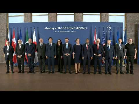 G7 justice ministers pose for family photo at meeting in Berlin
