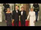 France's Emmanuel and Brigitte Macron arrive at White House for a gala dinner