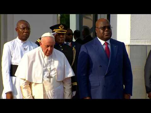 Pope Francis is received by Congolese president Tshisekedi in Kinshasa