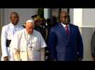 Pope Francis is received by Congolese president Tshisekedi in Kinshasa