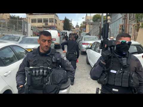 Israeli security forces at the site of new attack in Jerusalem