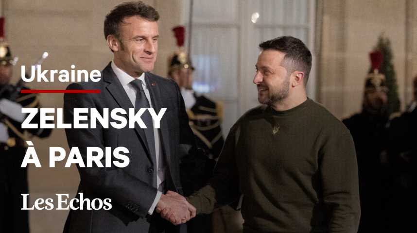 Illustration pour la vidéo « La Russie ne peut, ni ne doit, l'emporter » : le message de Macron à Zelensky en visite à Paris