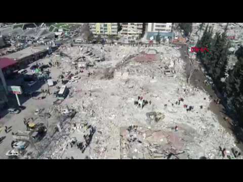 Aerial shots of the Turkish city of Kahramanmaras in the aftermath of the 7.8 magnitude earthquake