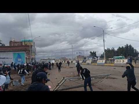 Protesters clash with police near Juliaca airport in Peru