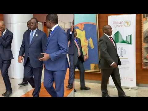 Leaders arrive at African Union headquarters in Addis Ababa for day two of summit