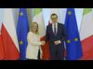 Polish PM Morawiecki welcomes Italian counterpart Meloni to Warsaw