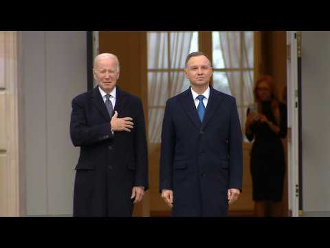 Biden welcomed by Polish counterpart in Warsaw