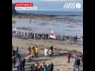 VIDEO. A Saint-Malo, une chaîne humaine sur la plage contre la réforme des retraites