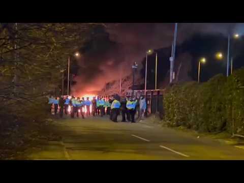 British anti-refugee protest turns violent outside migrant hotel