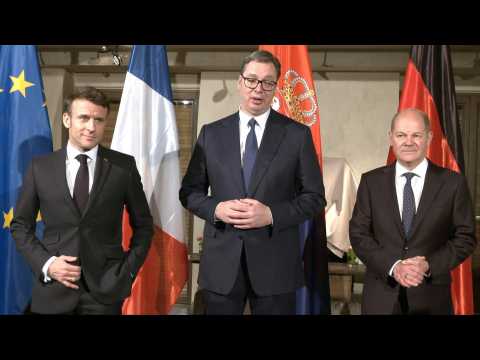 French President Macron, Serbian President Vučić and German Chancellor Scholz meet in Munich