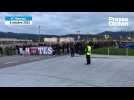 Le cortège des supporters du FC Nantes arrive à Fribourg pour le match de Ligue Europa