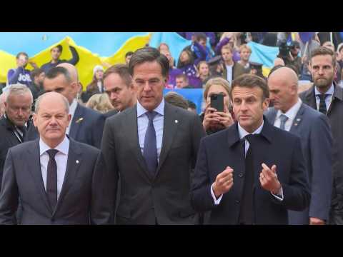 Macron, Scholz and Rutte arrive at the informal European Council summit in Prague