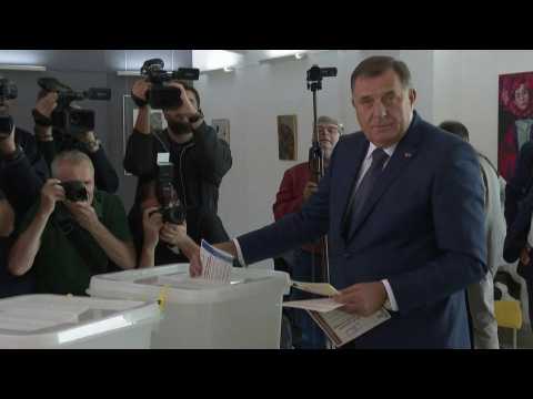 Bosnian Serb political leader Milorad Dodik casts vote in general elections