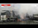 Des camions détruits dans un incendie à Plaintel
