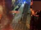 Poubelles en feu dans la rue Trachel à Nice, la nuit du 31 décembre