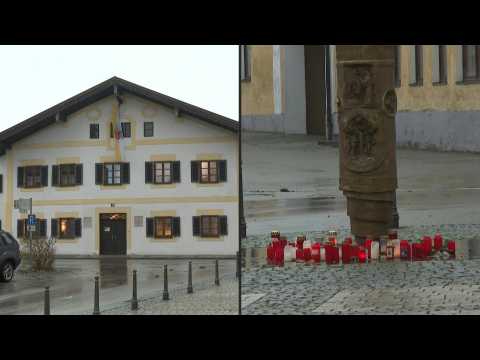 Candles in front of ex-pope Benedict XVI's birth house in Germany