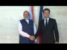 French President Macron meets Indian PM Modi for work lunch