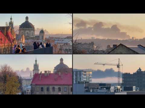 Smoke rises above Lviv as Ukraine pounded with Russian missiles