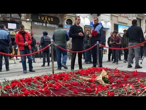 Flowers lain for the victims of deadly Istanbul bombing
