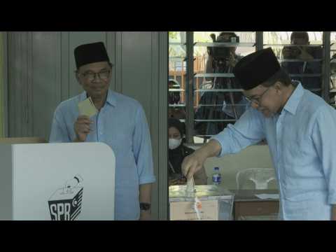Anwar Ibrahim votes in Malaysia polls