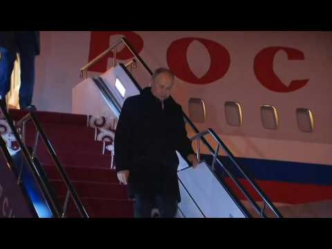 Russian president Vladimir Putin arrives in Kyrgyzstan
