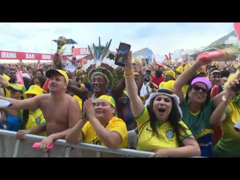 Brazilian fans watch World Cup match against South Korea in Copacabana