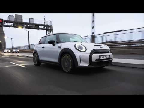 MINI Cooper S Electric Resolute in White Driving in the city