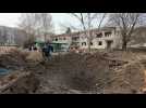 Aftermath of missile strike next to kindergarten in eastern Ukraine