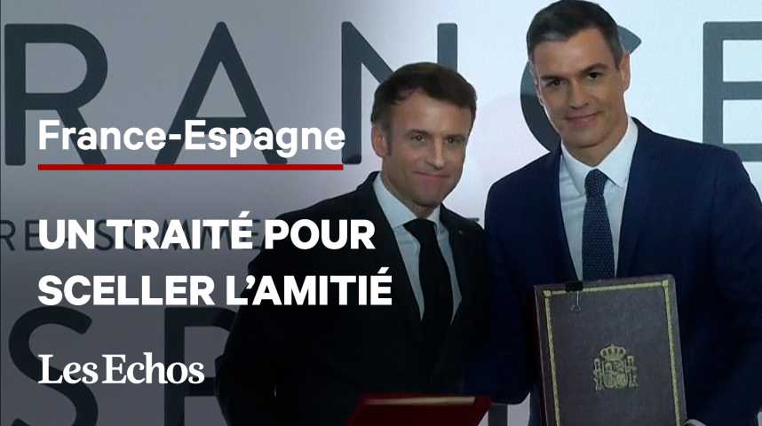 Illustration pour la vidéo Sommet franco-espagnol : Emmanuel Macron et Pedro Sanchez réunis à Barcelone pour un traité d’amitié