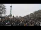 Pension reform: demonstrators arrive at Place de la Bastille in Paris