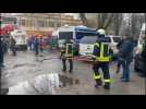 Emergency services outside kindergarten after Ukraine helicopter crash