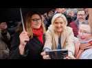 Marine Le Pen avec Anne-Sophie Frigout sur le marché de Fismes