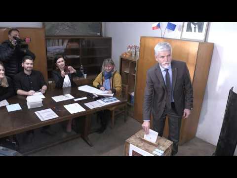 Retired Czech general and presidential candidate Petr Pavel votes in election