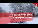 Haute-Savoie : neige au dessus d'Annecy, à Bluffy