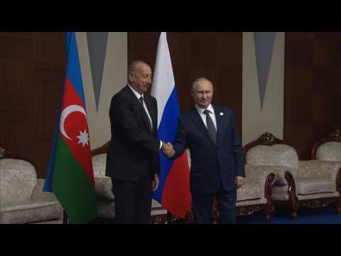 Russian President Putin meets Azerbaijan President Aliyev in Kazakhstan
