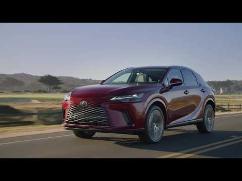 All-new 2023 Lexus RX 350h AWD in Matador red Driving Video
