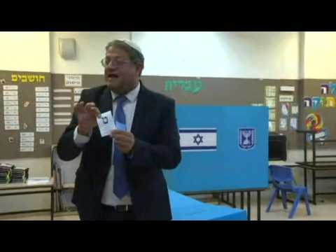 Israeli far-right lawmaker Itamar Ben-Gvir votes during elections