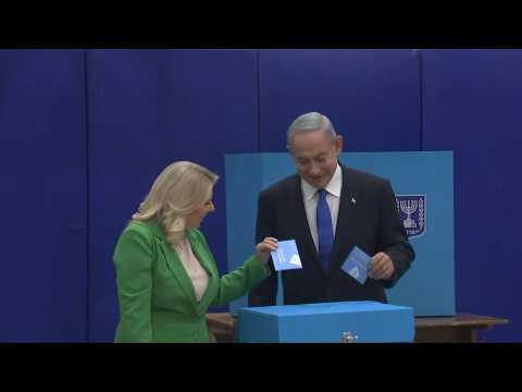Former Israeli Prime Minister Netanyahu votes in Jerusalem