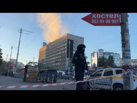 Ukraine: smoke rises from building after 'drone attack'