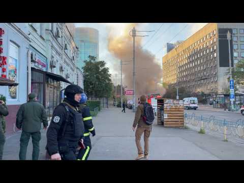 Ukraine: smoke rises from building after 'drone attack' (2)