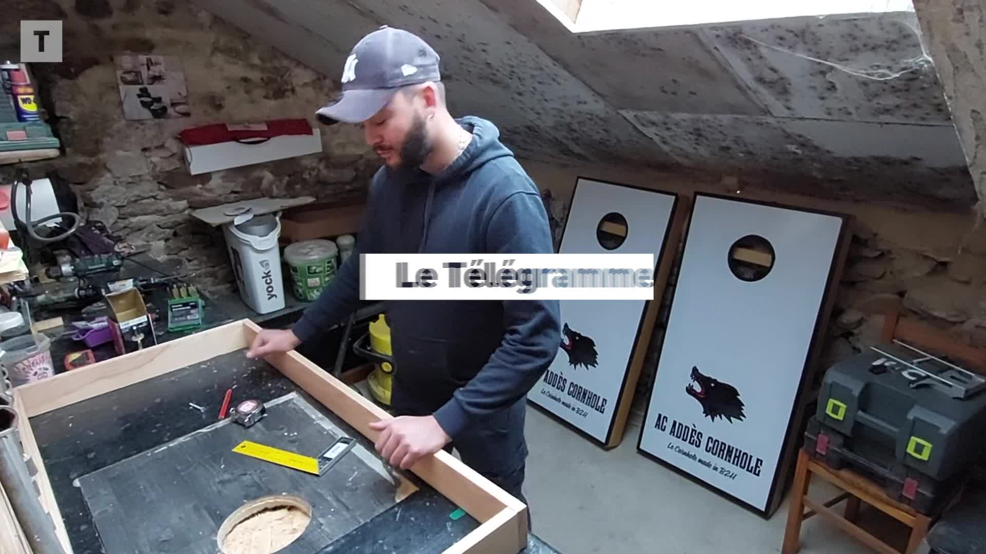 Fan du lancer de sacs de maïs, Pierre crée ses planches de cornhole à Saint-Lormel (22) (Le Télégramme)
