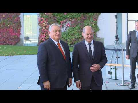 German leader Olaf Scholz welcomes Hungarian counterpart Viktor Orban
